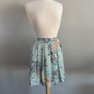 100% Silk Rebecca Minkoff Femi Silk Skirt Jade Pastel Abstract Print Size 4